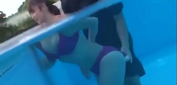 Japanese busty sex in public swimming pool